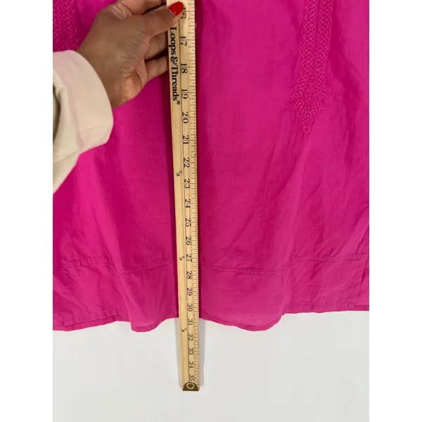 Roller Rabbit Tangier Kurta Tunic Womens XS‎ Pink Cotton Split Neck Cotton - Image 8