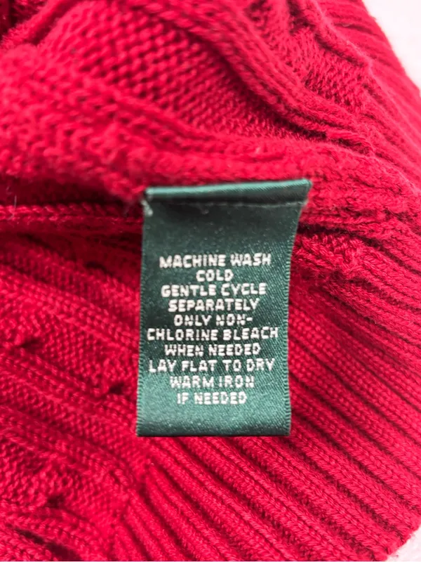 Ralph Lauren Y2K Red Cable-Knit Cotton Zip Cardigan with Gold Accents size L - Image 11