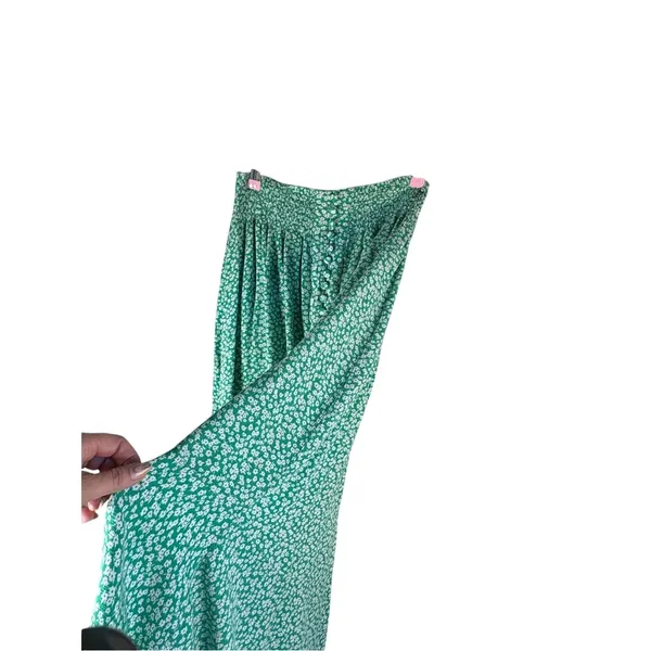 Women's Green Floral High-Low Button Front Skirt Size S - Image 4