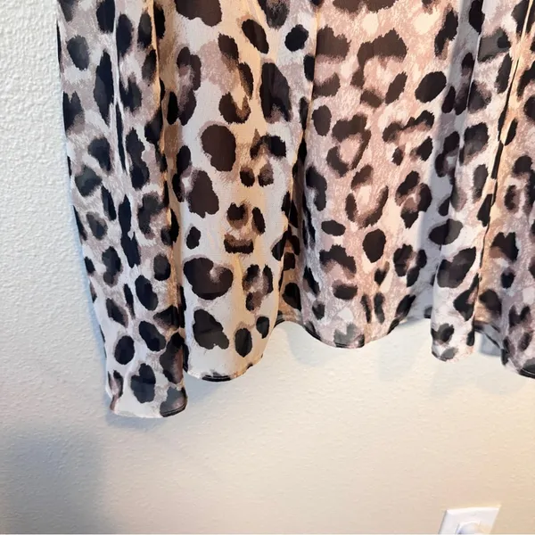 Adrienne Brown Animal Print Babydoll Mini Dress Womens M Sleeveless Casual - Image 4