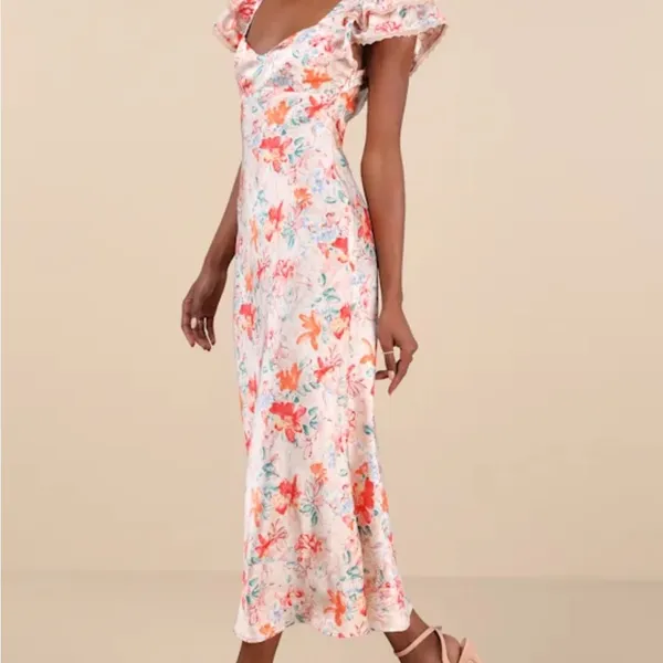 Elegant Floral Print Lulus Midi Dress - Image 4