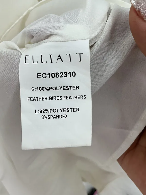 Elliatt One-Shoulder White Feather-Trim Mini Dress1175 - Image 5