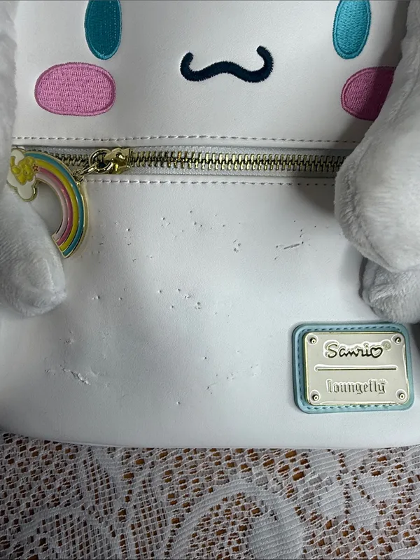 Loungefly x Sanrio Cinnamonroll Plush ears Backpack Blue Straps rainbow charm - Image 2