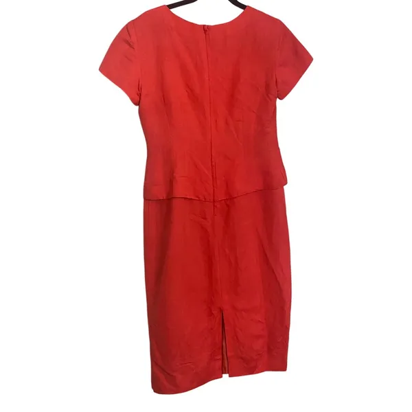 Jessica‎ Howard Pink Linen Blend Embroidered Sheath Dress 8 Spring Church Garden - Image 2