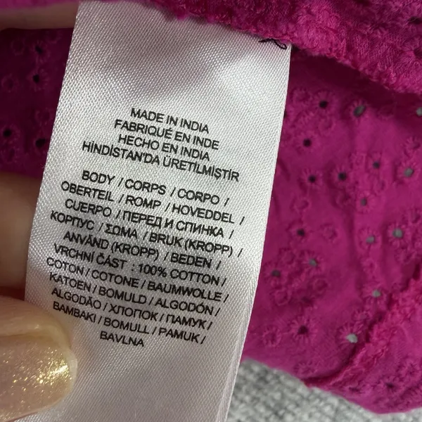 Lauren Ralph Lauren Size-L Women Pink Short-Sleeve Eyelet Polo Shirt Top - Image 5