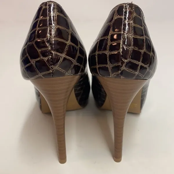 Qupid‎ | Crocodiles Embossed Open Toe Heels Size 8 A18 - Image 7