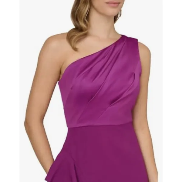 Adrianna Papell Women's One-Shoulder Draped Satin Gown Dress Size 14 - Image 3