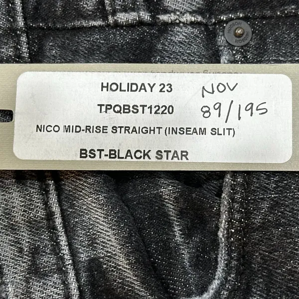 Hudson Nico Mid Rise Straight Inseam Split Black Star Denim‎ Jeans Size 25 NWT - Image 8