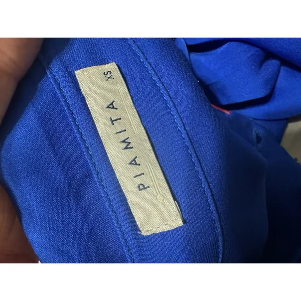 Piamita Cobalt Blue Silk Pajama Blouse with Red Piping - Size‎ XS - Image 6