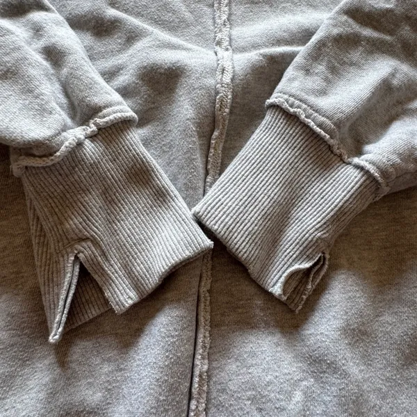 Aerie Womens Oversized Heather Gray Crewneck Sweatshirt Exposed Seam Small‎ - Image 4