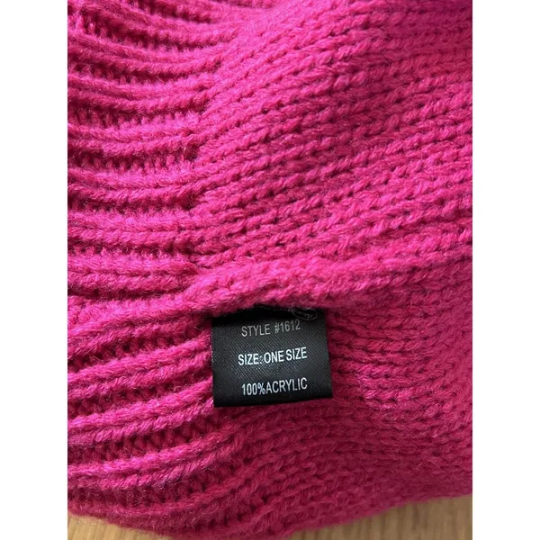 Pom Pom Knit Hat Beanie Womens One Size Pink Cable Bobble Winter Soft Warm - Image 6
