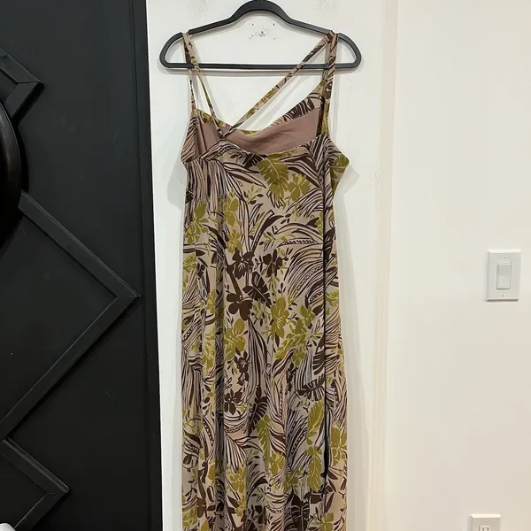 Ashley Stewart Y2K Floral Tropical Leaf Strappy Dress Boho Size 16 Plus - Image 5