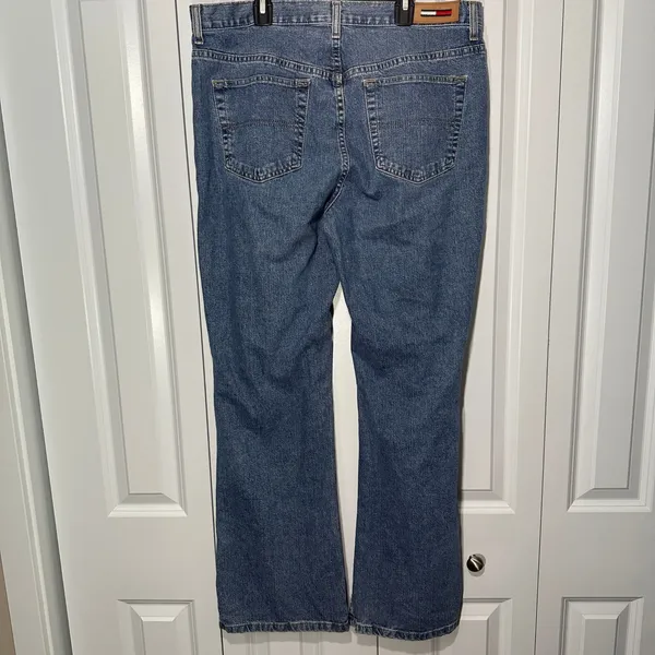 Tommy Hilfiger Jeans Women 14 Blue Straight Leg Mid Rise Denim Flag Logo Vtg Y2K - Image 4
