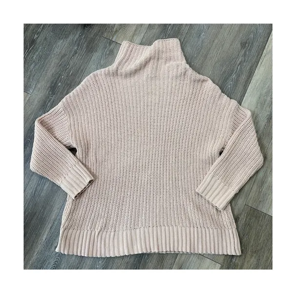 Aerie Women’s Small Blush Pink Chunky Knit Mock Neck Oversized Sweater Cozy - Image 7