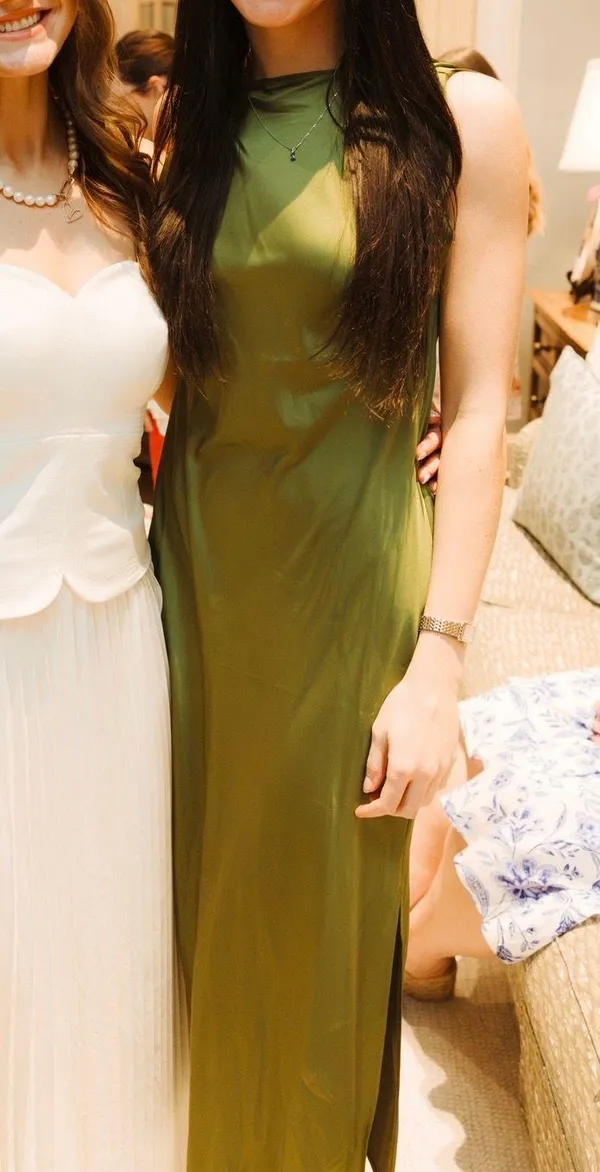 Banana Republic green silk dress - Image 2