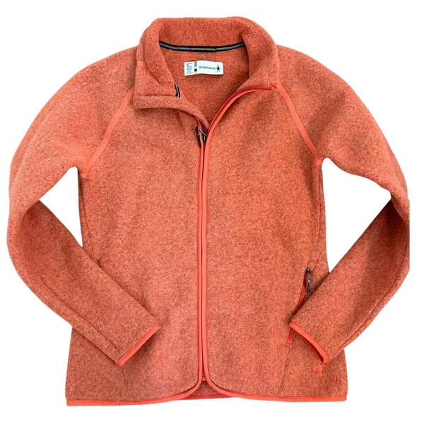 Smartwool Womens Hudson Trail Fleece Full Zip Jacket Canyon Rose Orange Medium - Image 3