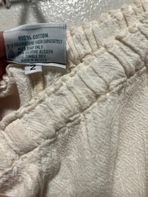 OH MY GAUZE! Cream Elastic Waist Cropped Pants, 100% Cotton, Size 2 (L/XL) - Image 7