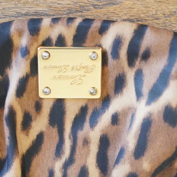 Lauren Ralph Lauren Leopard Print Mini Wristlet Pouch Gold Trim Animal Print Bag - Image 3
