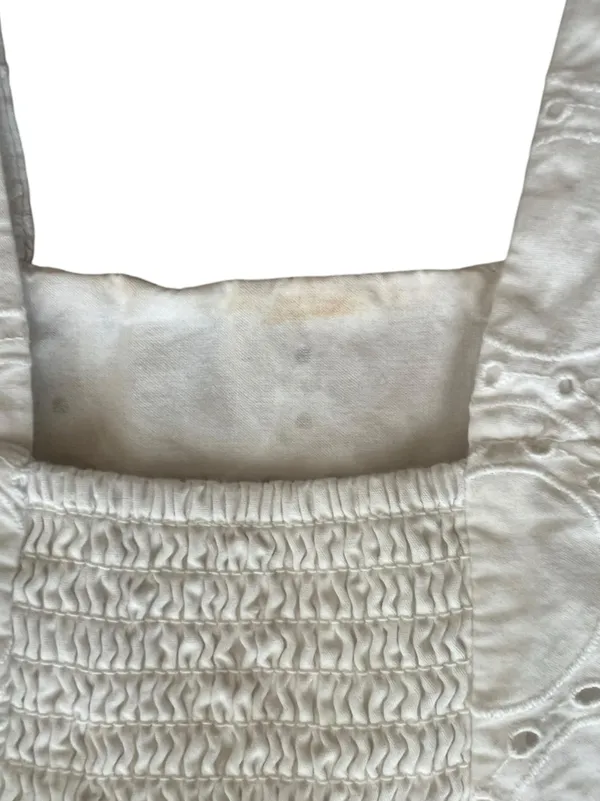 By Anthropologie Women’s Square Neck Eyelet White Lace Tiered Midi Dress Sz XXS - Image 9