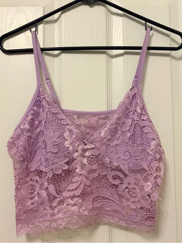 Lavender Lace Bralette Cami with Adjustable Straps Purple - Image 2