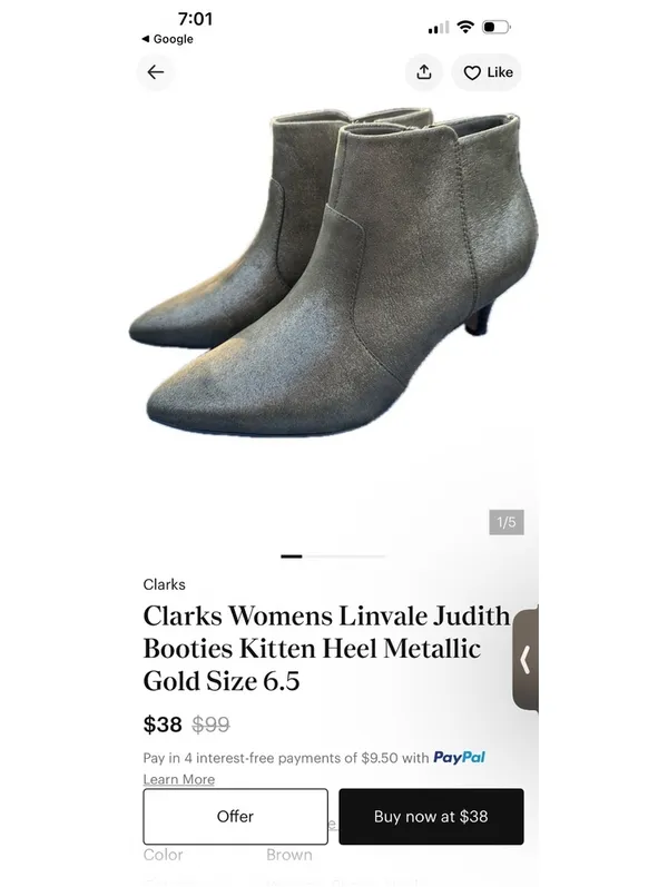 Clarks Un Vale Judith Metallic Ankle Boots Size 7M - Image 9