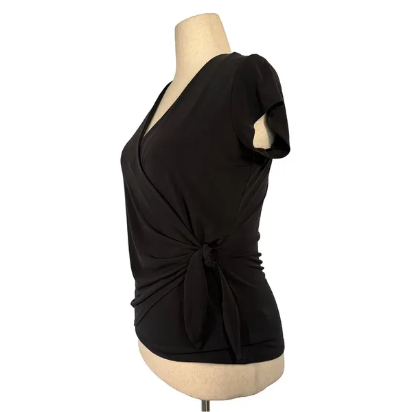 Tahari Black Side Tie Wrap Top | Size Medium - Image 4