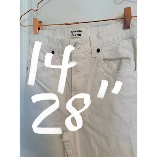 Reformation‎ Jeans Women 26 White High Rise Straight Leg Distressed Knee Denim - Image 7