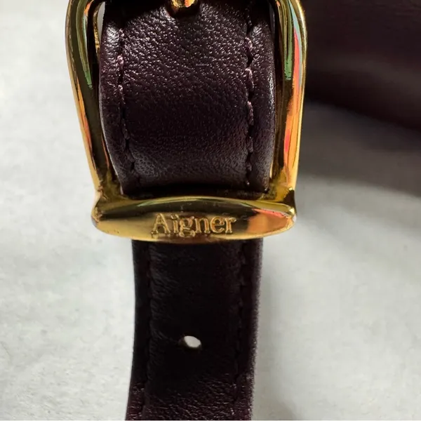 ETIENNE AIGNER Signature Classic Shoulder Bag Purse Genuine Leather Burgundy Vtg - Image 2