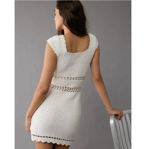 Outfitters Crochet White Mini Dress - Image 2