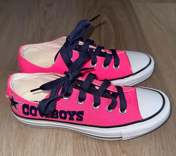 Dallas Cowboys NFL Football Pink & Blue Converse - Size 6 - Image 3
