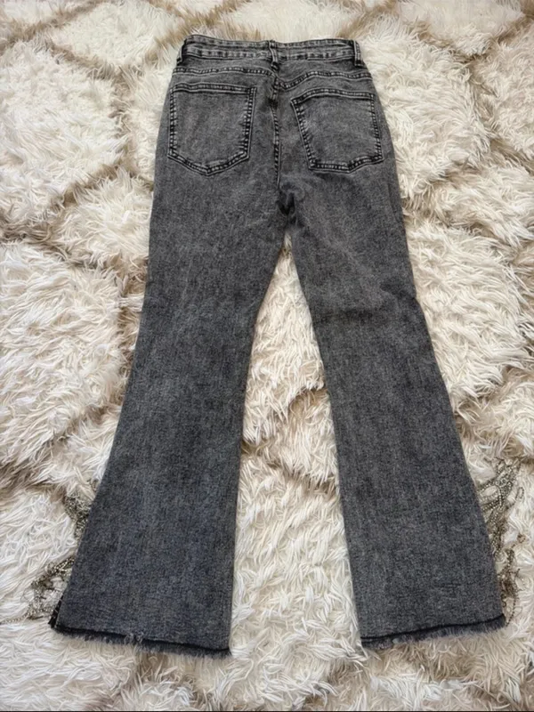 Blue B Rhinestone High Rise Cropped Flare Jeans in washed black XS/25 - Image 9