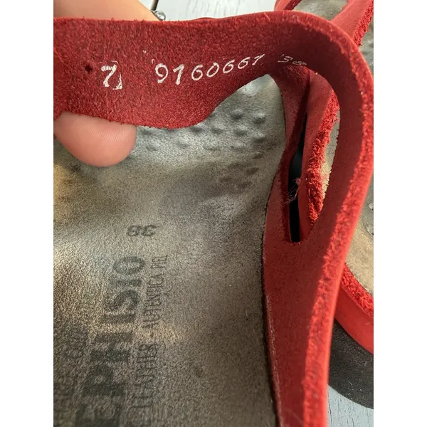 Mephisto Red Leather Nubuck Wedge Slide Sandals Shoes Womens Size EU 38 US 7 - Image 14