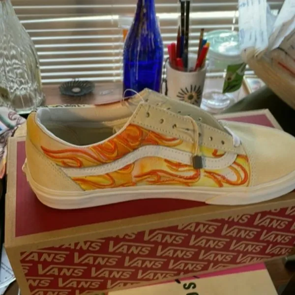 Vans Old Skool Bandana Flame Beige Orange size 8.5 - Image 8