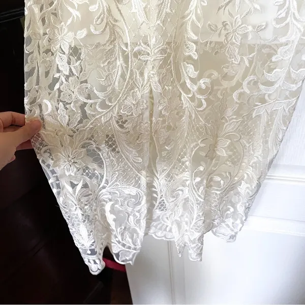 BHLDN‎ Thurley Dress Emilia Lace Semi-Sheer Off-Shoulder Bridal Ivory 8 NWT - Image 11