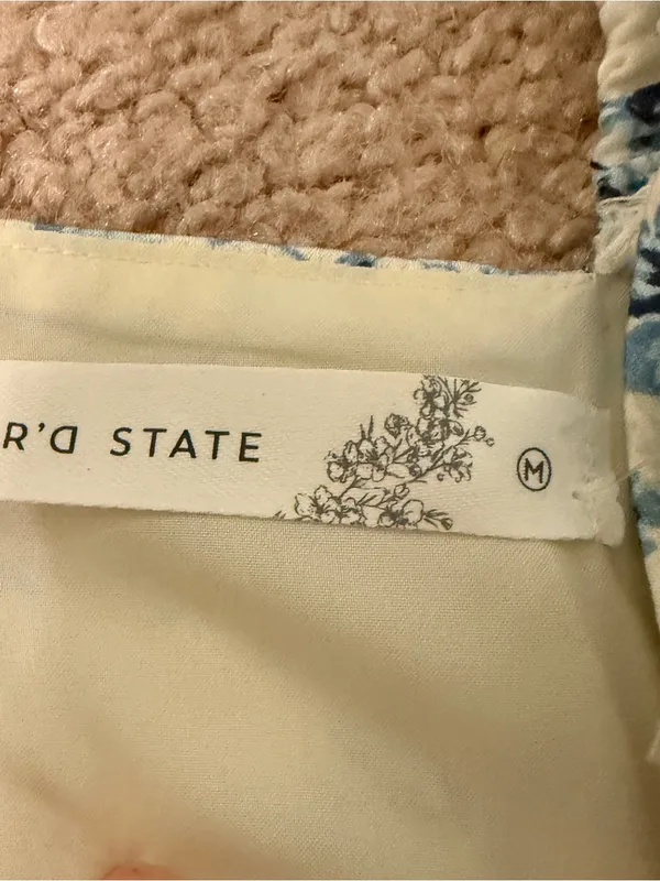 Altar’d State NWT Blue Floral Puff Sleeve Babydoll Mini Dress Medium Cottagecore - Image 4