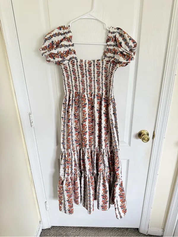 Tuckernuck OPT Daphne Vine Orange Smocked MIDI Dress - Image 5