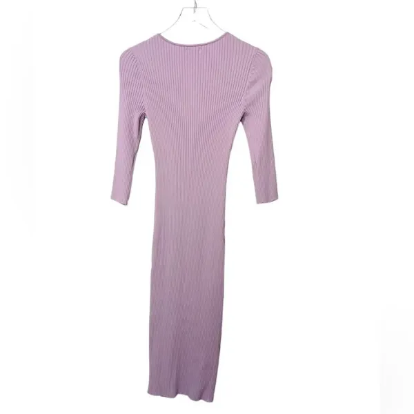 LPA Salvatore Dress in Lilac Ribbed Knit Midi size‎ Medium - Image 4
