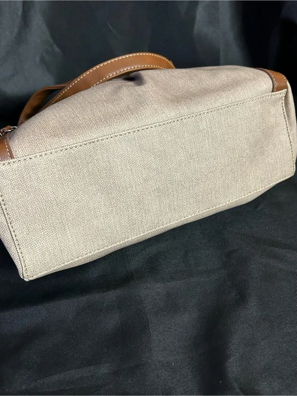 Koltov Women’s Classic Neutral Canvas Tote Shoulder Bag with Brown Trim - Image 9