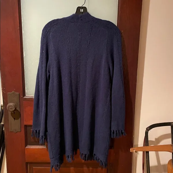 Lilly Pulitzer Navy Open-Front Fringe Hem Cardigan - Image 5