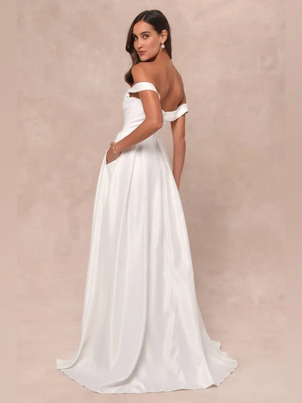 LULU’S Extraordinary Vow White Off-the-Shoulder Maxi Dress with Pockets - Image 6