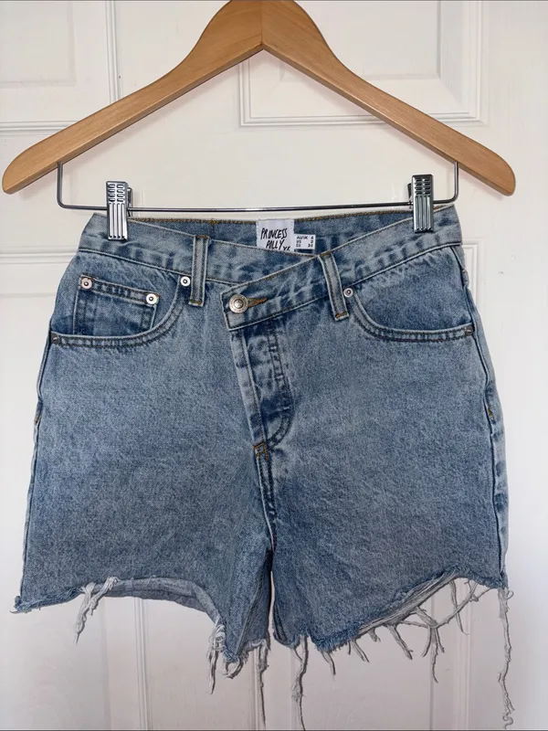 Princess Polly Xena Asymmetrical Denim Shorts Size 2 - Image 5