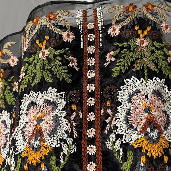 Floreat Black Sheer Floral Blouse Size 4 - Image 7