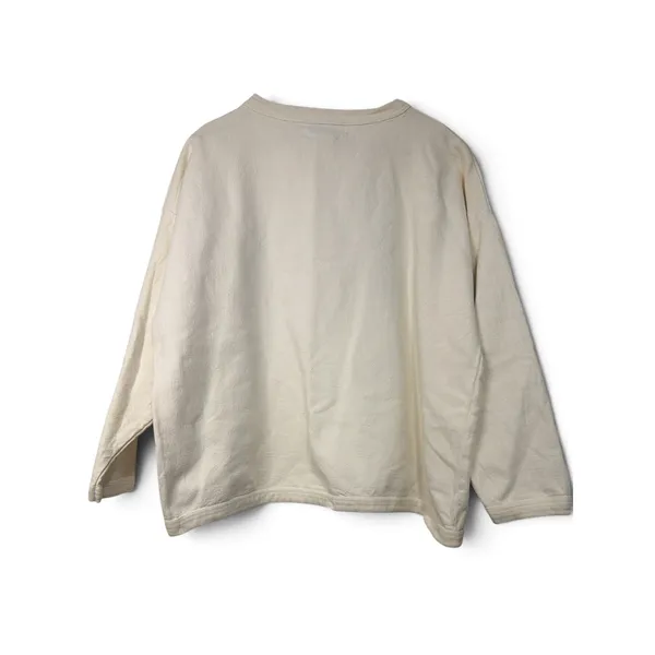 Vintage Bonjour Basic Label Pullover Sweatshirt Cream Graphic Made in USA L - Image 2
