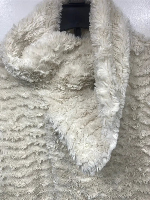 Patagonia Women Cream High Pile Fleece Jacket Asymmetric Collar Pelage Medium - Image 4