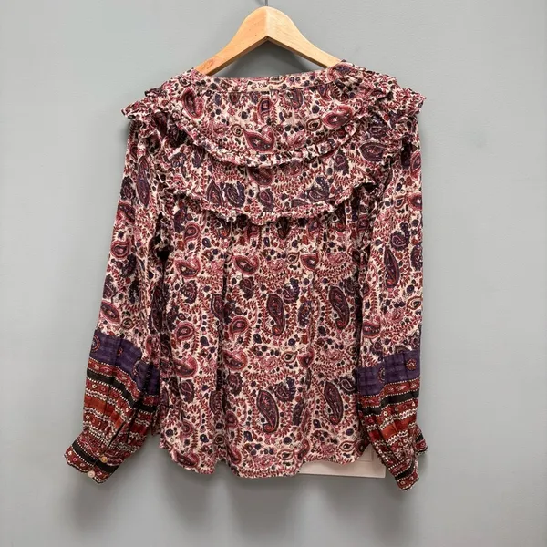 Cleobella Samara Bishop Sleeve Printed Cotton Blouse M - Image 9