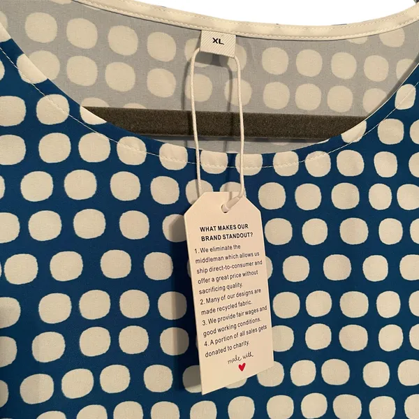 New Blue and White Polka Dot Tiered Dress XL - Image 3