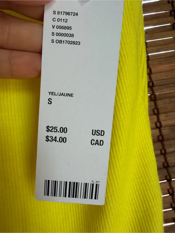 BDG Neon Yellow Ribbed V-Neck Cap Sleeve Top NWT S - Image 6