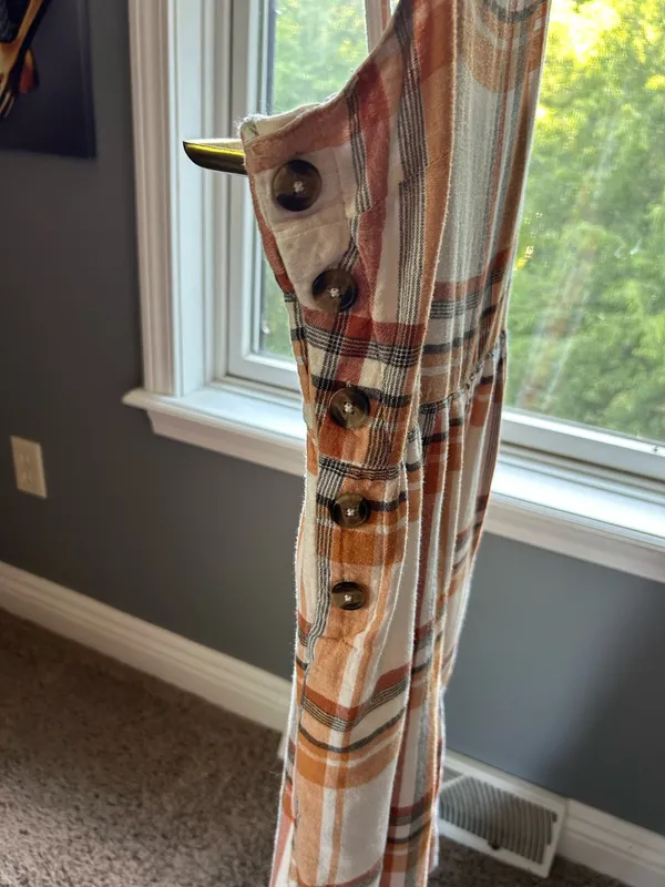 American Eagle white and orange plaid pattern jumpsuit - Image 3