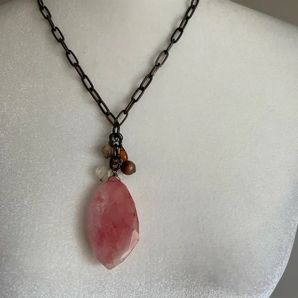 Pink Pendant Necklace with Chain - Image 2
