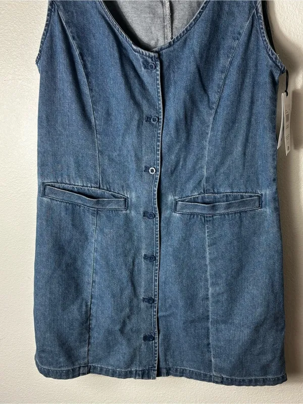 RVCA Lainey Mini Denim Dress NWT Fitted Waist Size L - Image 4